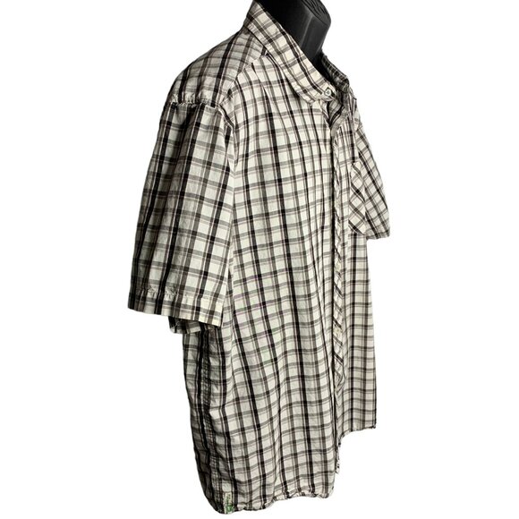 Quicksilver Button Up Short Sleeve Shirt XL Black White Check Pocket Embroidered - Picture 6 of 7